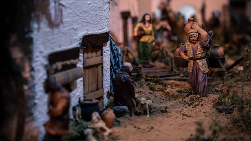 Scene typique de la crèche de Noël 