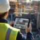 Chef de chantier regardant sa tablette avec archipad et logiciel BIM