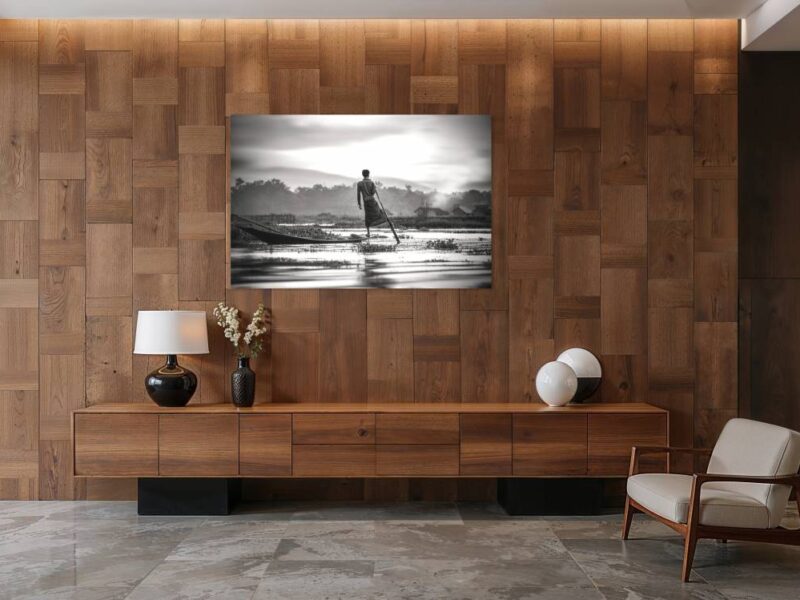 Photo noir et blanc dans un salon contemporain