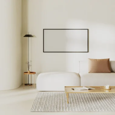 Cadre blanc mur salon